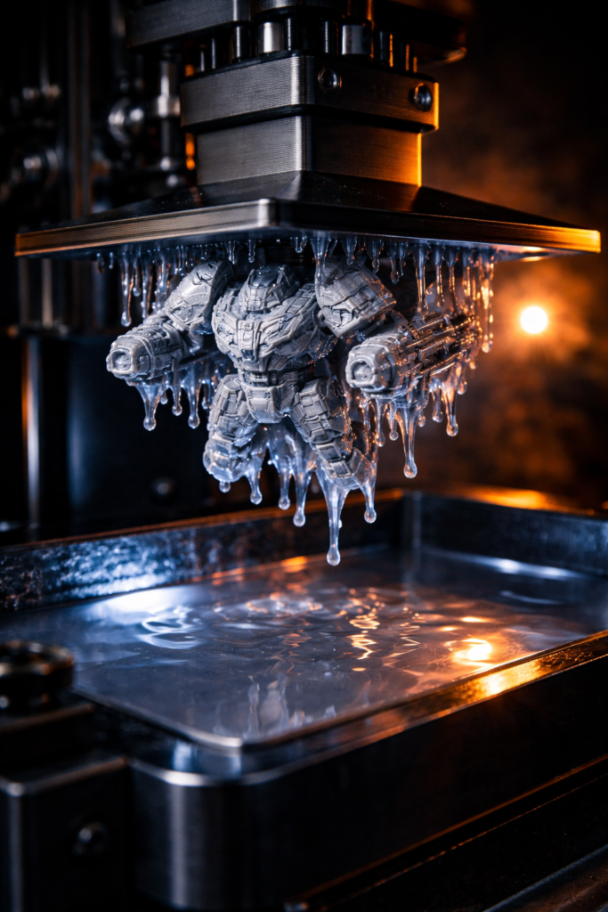 impresora 3D resina proceso capa por capa