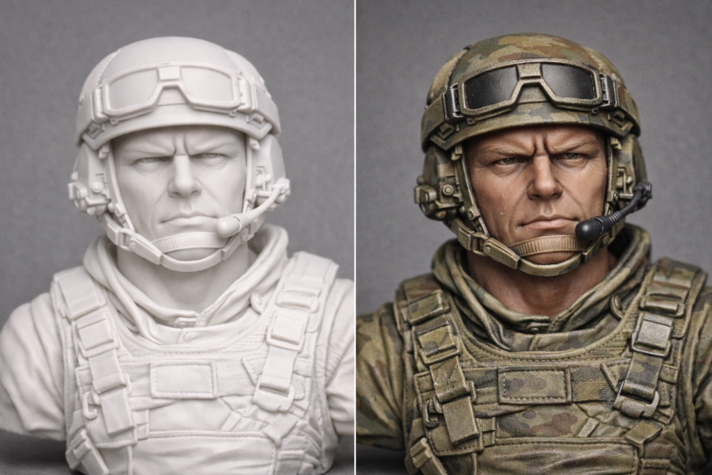 miniatura resina antes y despues pintada profesional