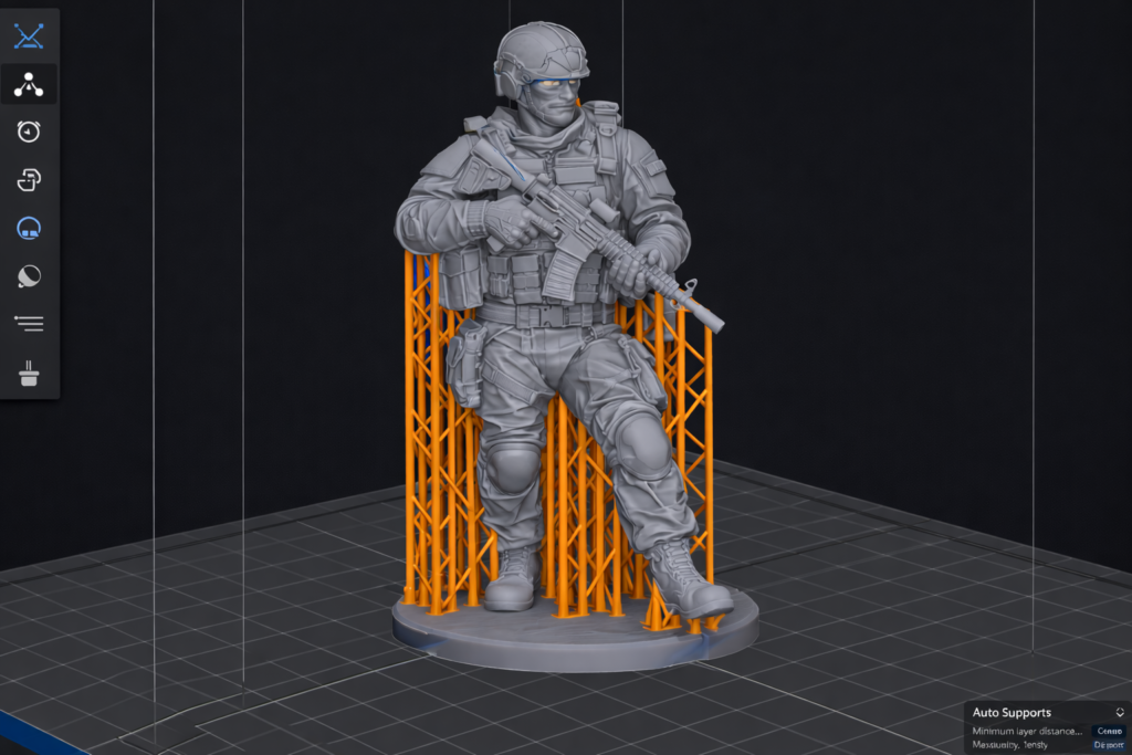 soportes correctos en impresión 3D resina miniaturas